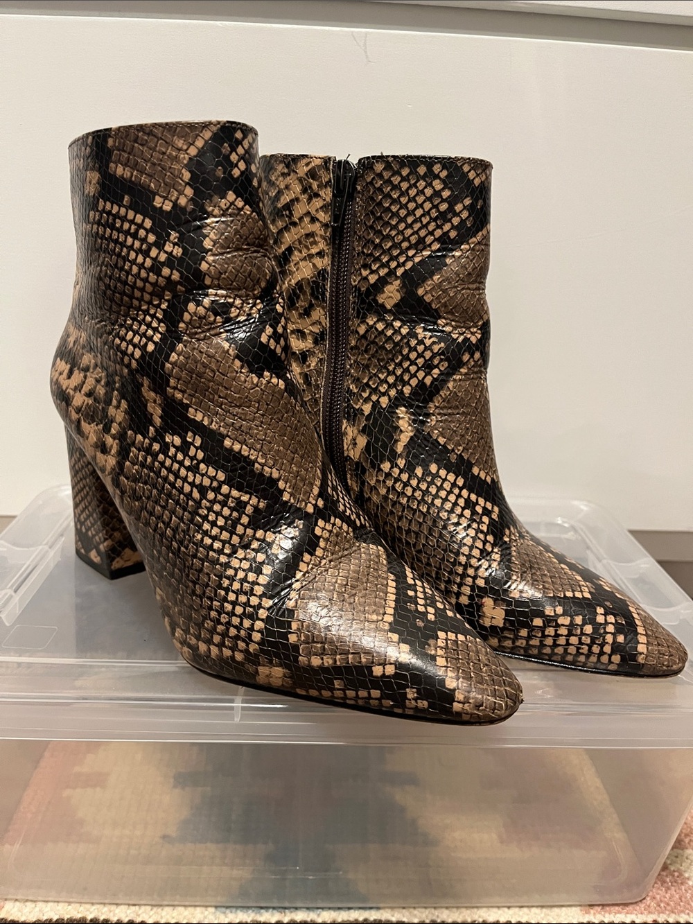 Vince Camuto Snake-Print Ankle Boots